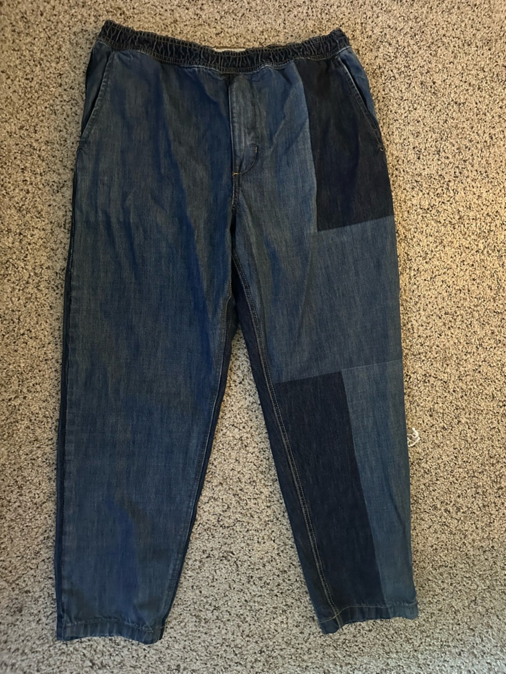 Sun & Stone Women’s Pull On Jogger Style Patchwork detail jeans size‎ Large
